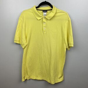Patagonia Polo Shirt Adult Medium Yellow Short Sleeve Casual Hiking Outdoor Mens